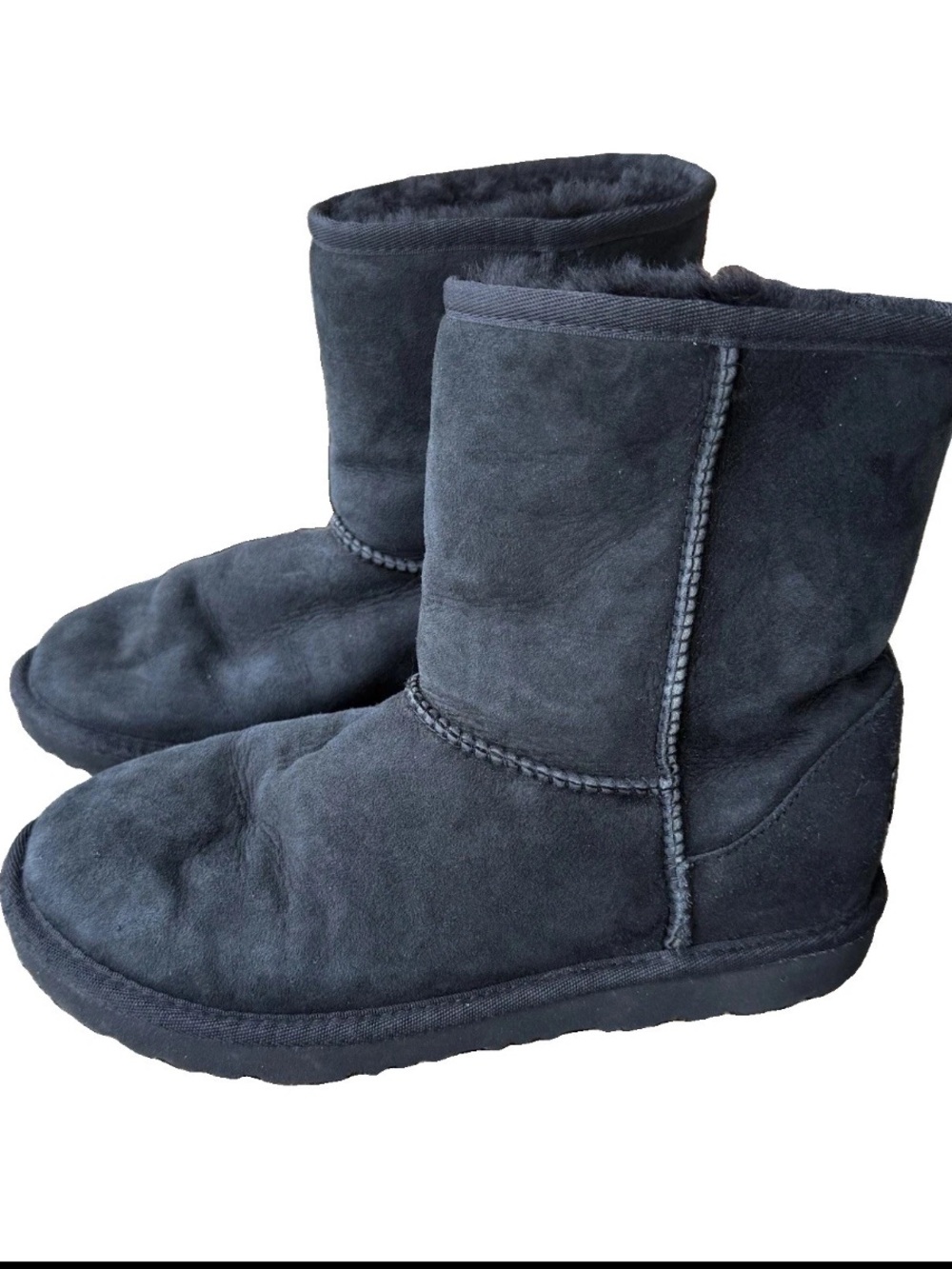 UGG Australia Black Classic Short Suede Shearling Boots Women’s Size 5 Y2K GREAT